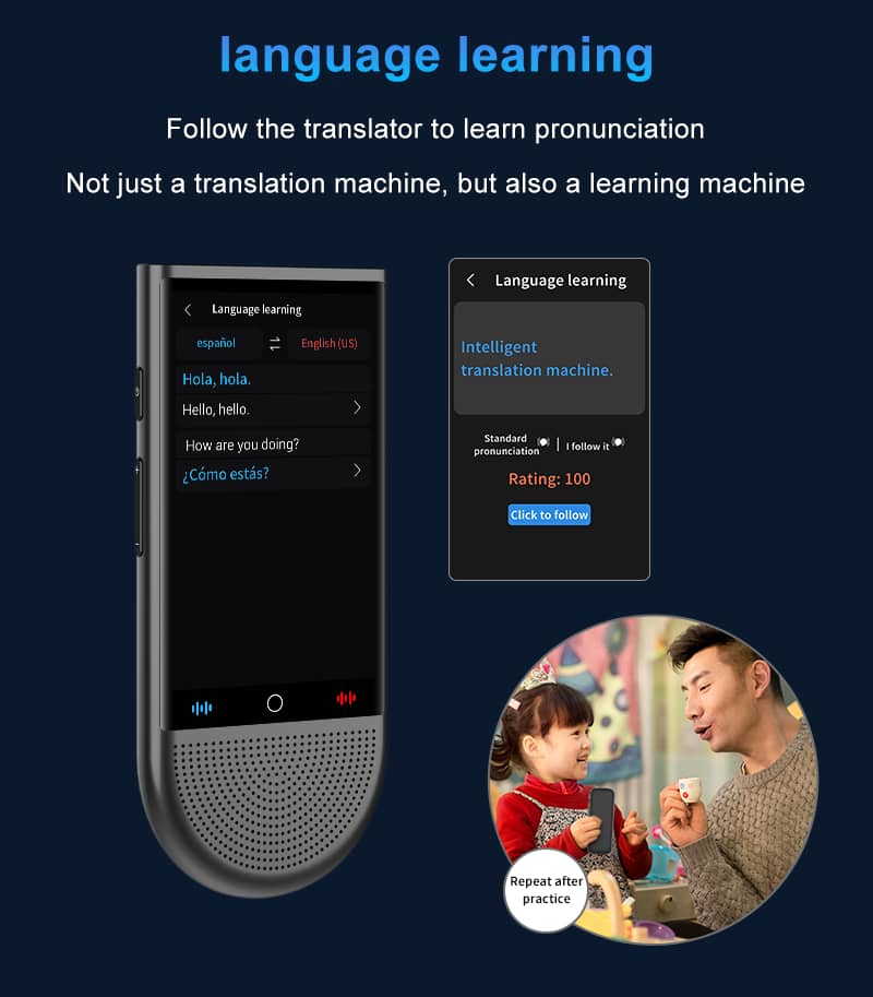 Portable AI - Powered Language Translator Device – Instant Two - Way Voice & Text Translation in 100+ Languages - IRAZA TECH