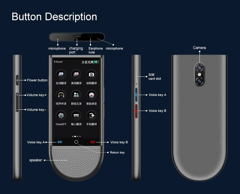 Portable AI - Powered Language Translator Device – Instant Two - Way Voice & Text Translation in 100+ Languages - IRAZA TECH