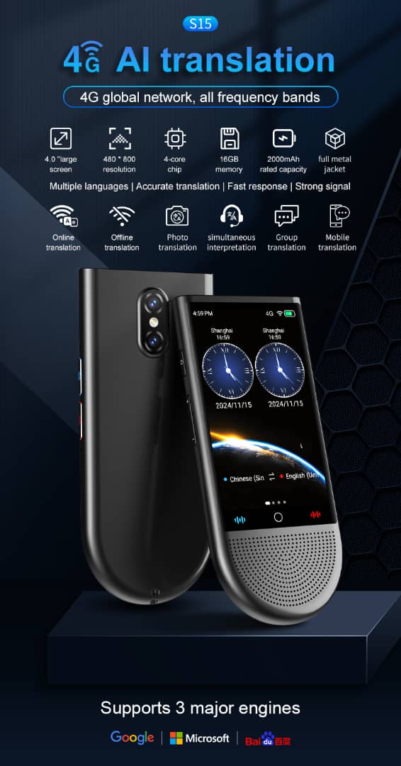 Portable AI - Powered Language Translator Device – Instant Two - Way Voice & Text Translation in 100+ Languages - IRAZA TECH