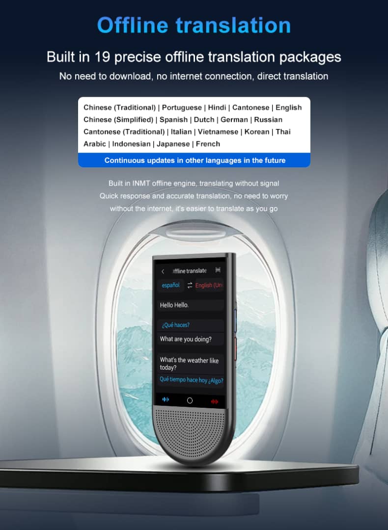 Portable AI - Powered Language Translator Device – Instant Two - Way Voice & Text Translation in 100+ Languages - IRAZA TECH