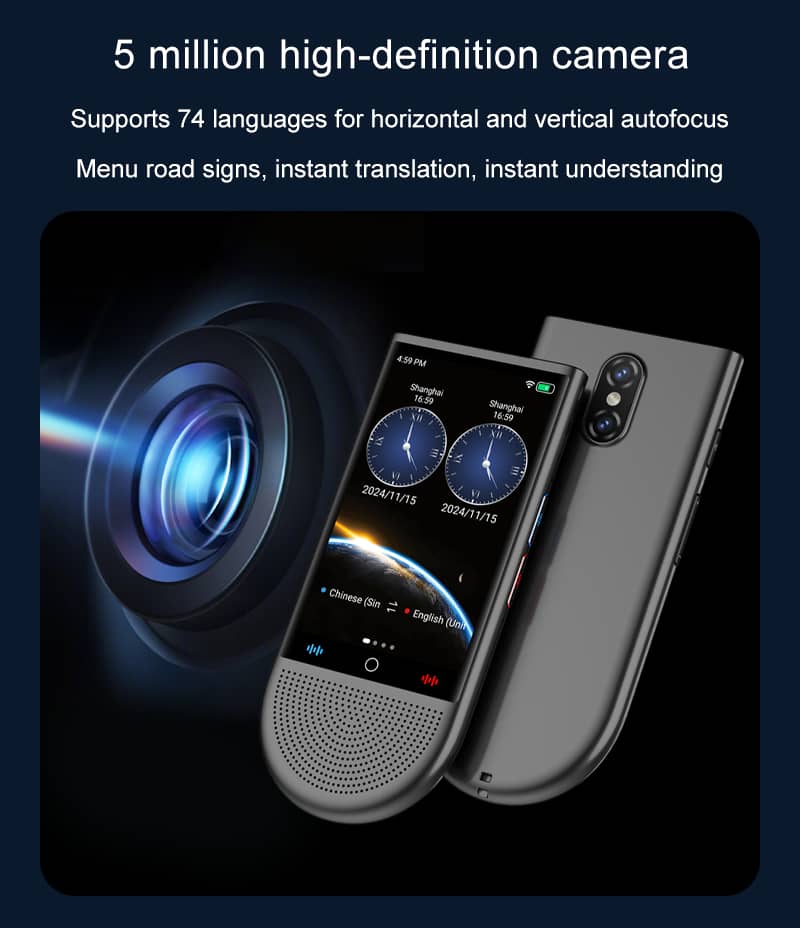 Portable AI - Powered Language Translator Device – Instant Two - Way Voice & Text Translation in 100+ Languages - IRAZA TECH