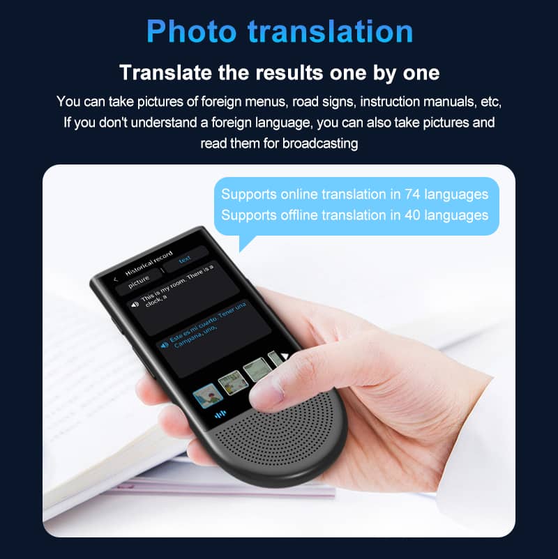 Portable AI - Powered Language Translator Device – Instant Two - Way Voice & Text Translation in 100+ Languages - IRAZA TECH