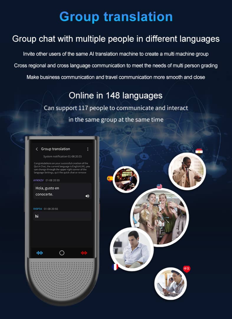 Portable AI - Powered Language Translator Device – Instant Two - Way Voice & Text Translation in 100+ Languages - IRAZA TECH